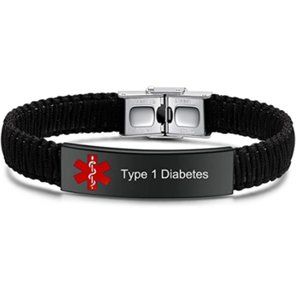 Type 1 Diabetes Medical ID Alert Nylon Bracelet
